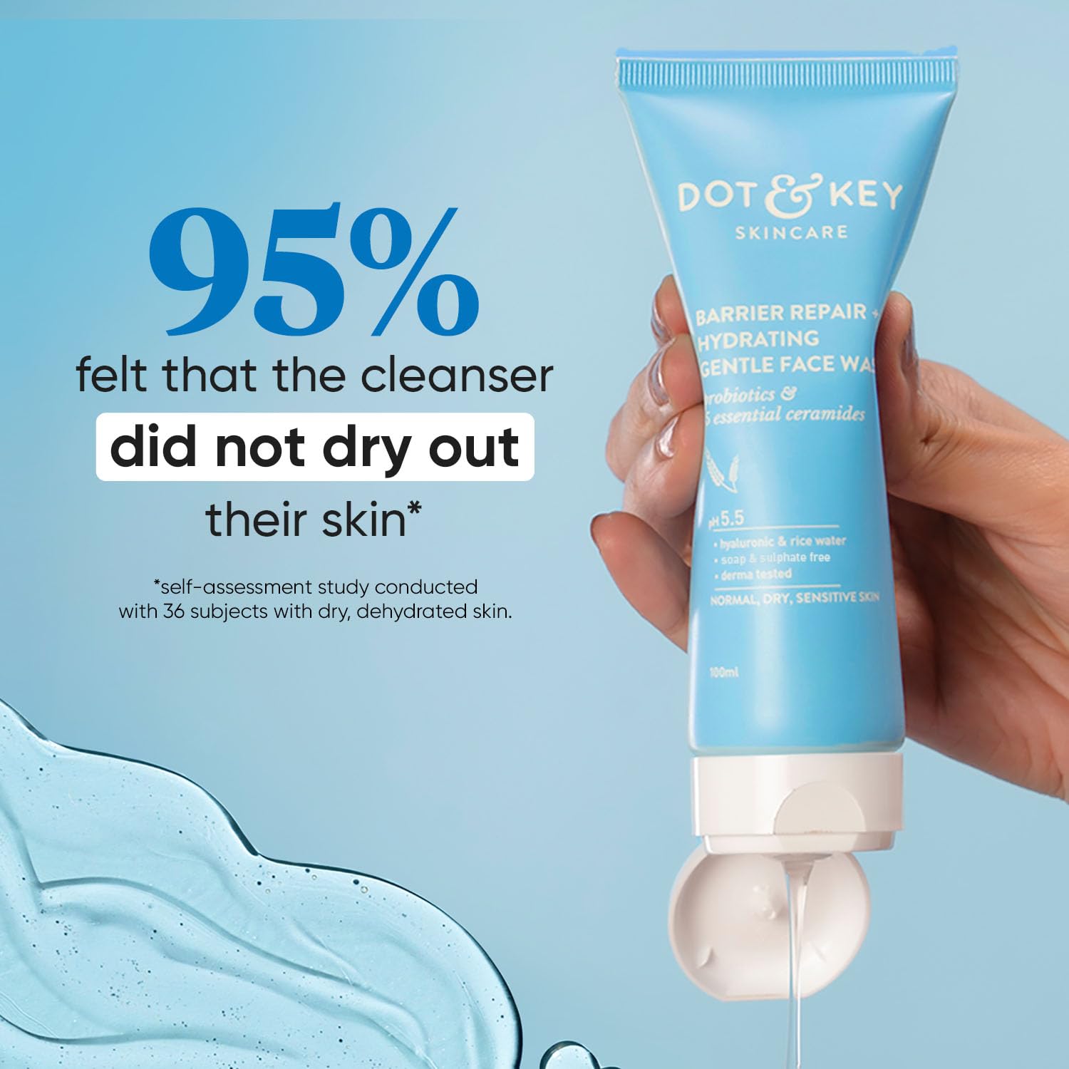 Dot & Key Skin Barrier Repair Combo | Face Wash 100 ml & Face Moisturizer 100g | Daily Skin Care Routine for Dry, Flaky & Sensitive Skin | Non Drying Face Wash & Intense Skin Moisturization | For Women & Men