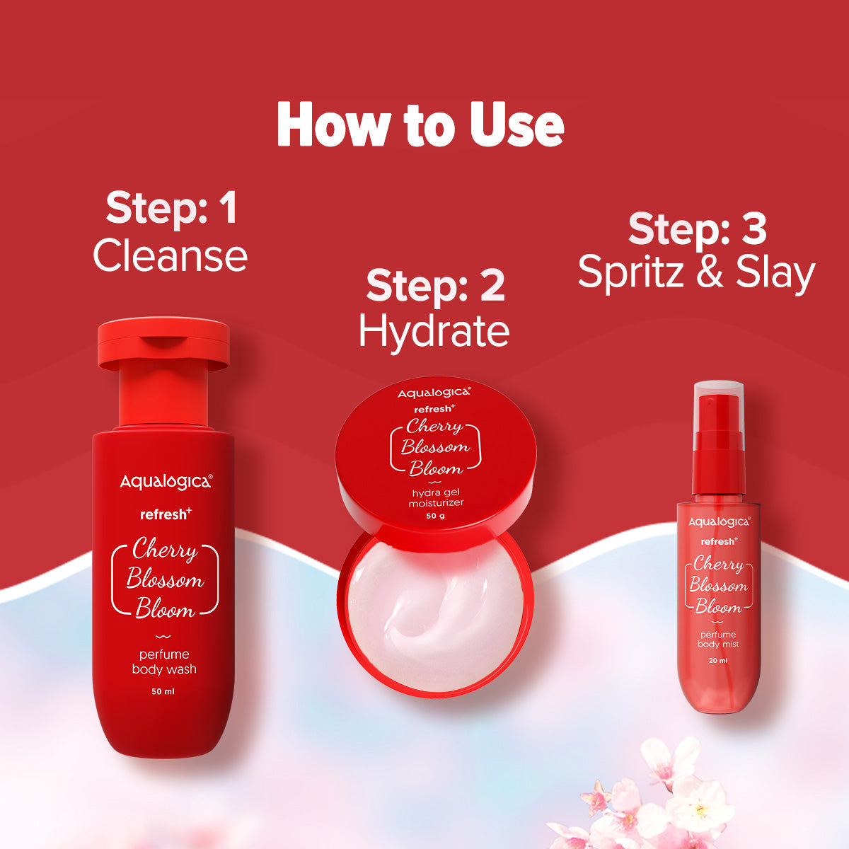 Aqualogica Refresh+ Body Care Set - Cherry Blossom Bloom