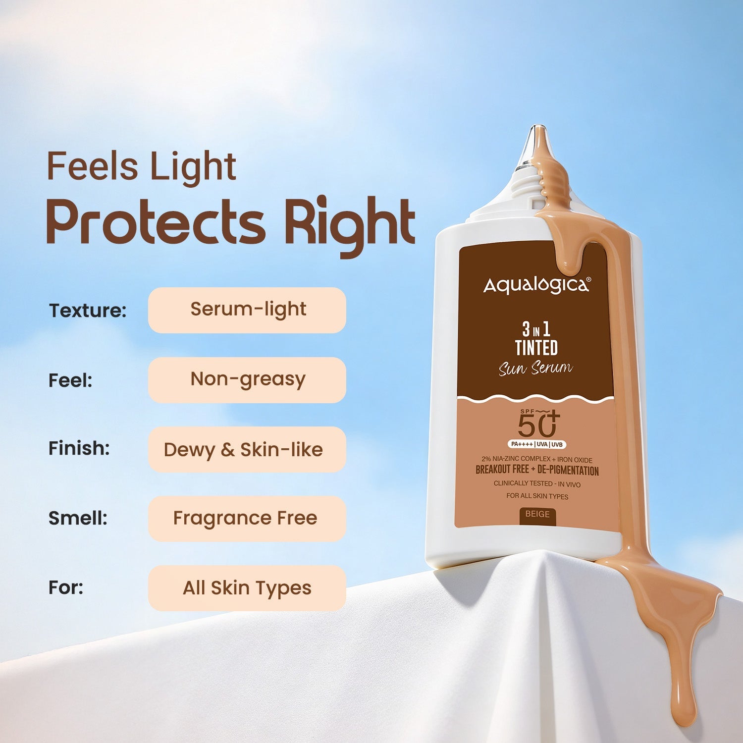 Aqualogica 3-In-1 Tinted Sun Serum - 50g