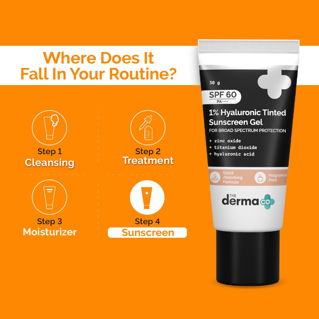 Derma Co 1% Hyaluronic Tinted Sunscreen Gel with SPF 60 & PA++++