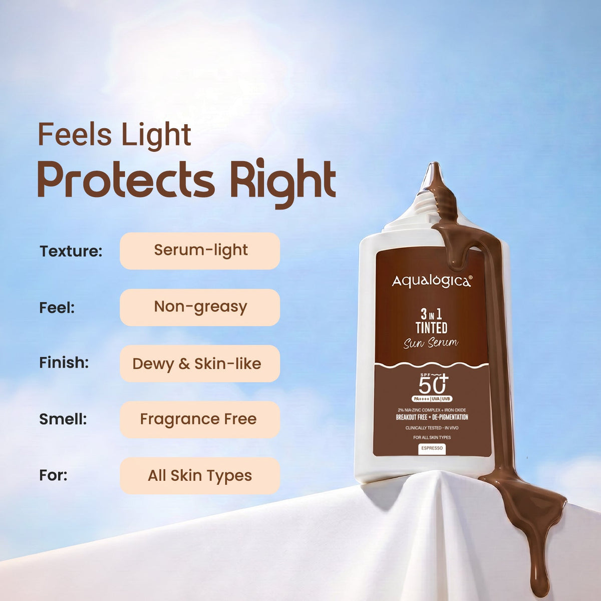 Aqualogica 3-In-1 Tinted Sun Serum - 50g