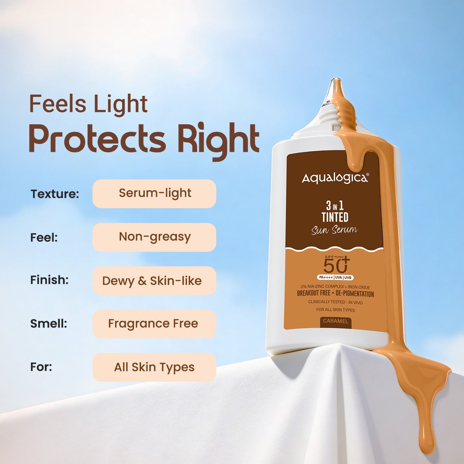 Aqualogica 3-In-1 Tinted Sun Serum - 50g