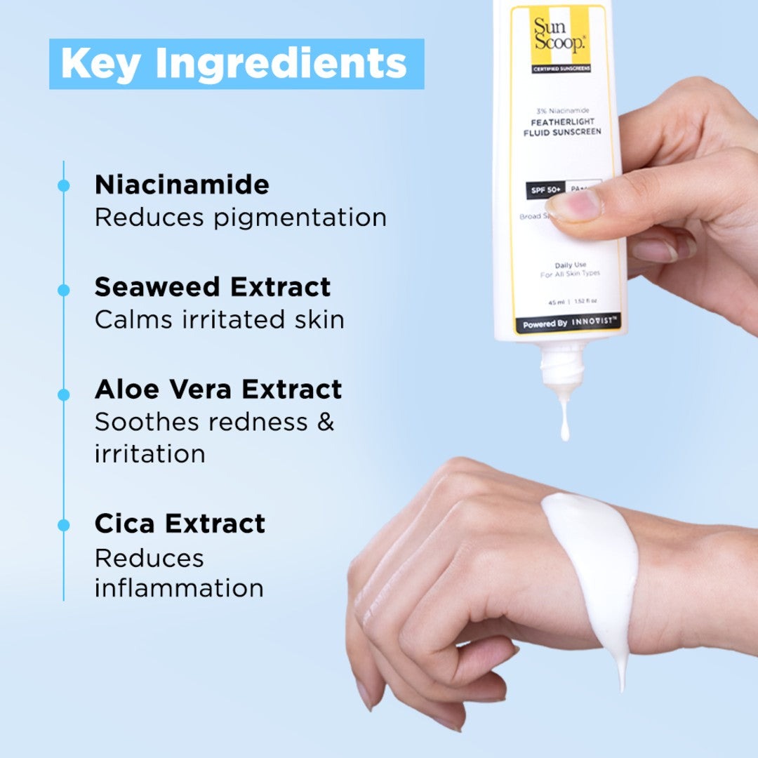 SunScoop 3% Niacinamide Featherlight Fluid Sunscreen SPF 50+ PA ++++ (45ml)