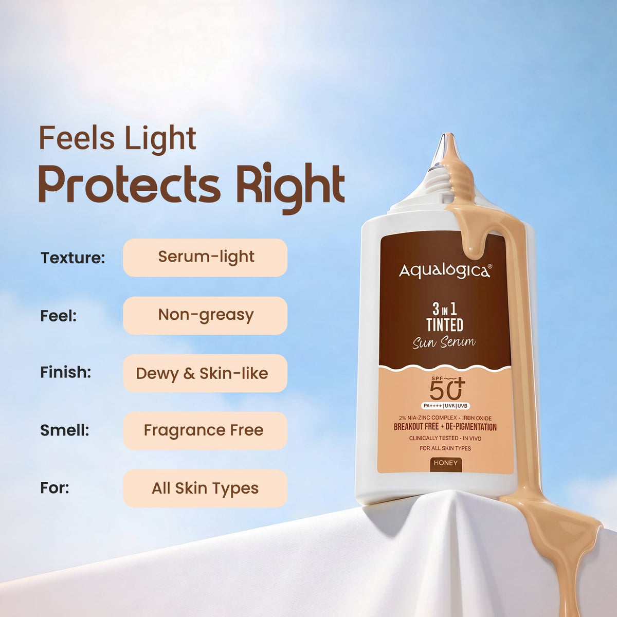 Aqualogica 3-In-1 Tinted Sun Serum - 50g