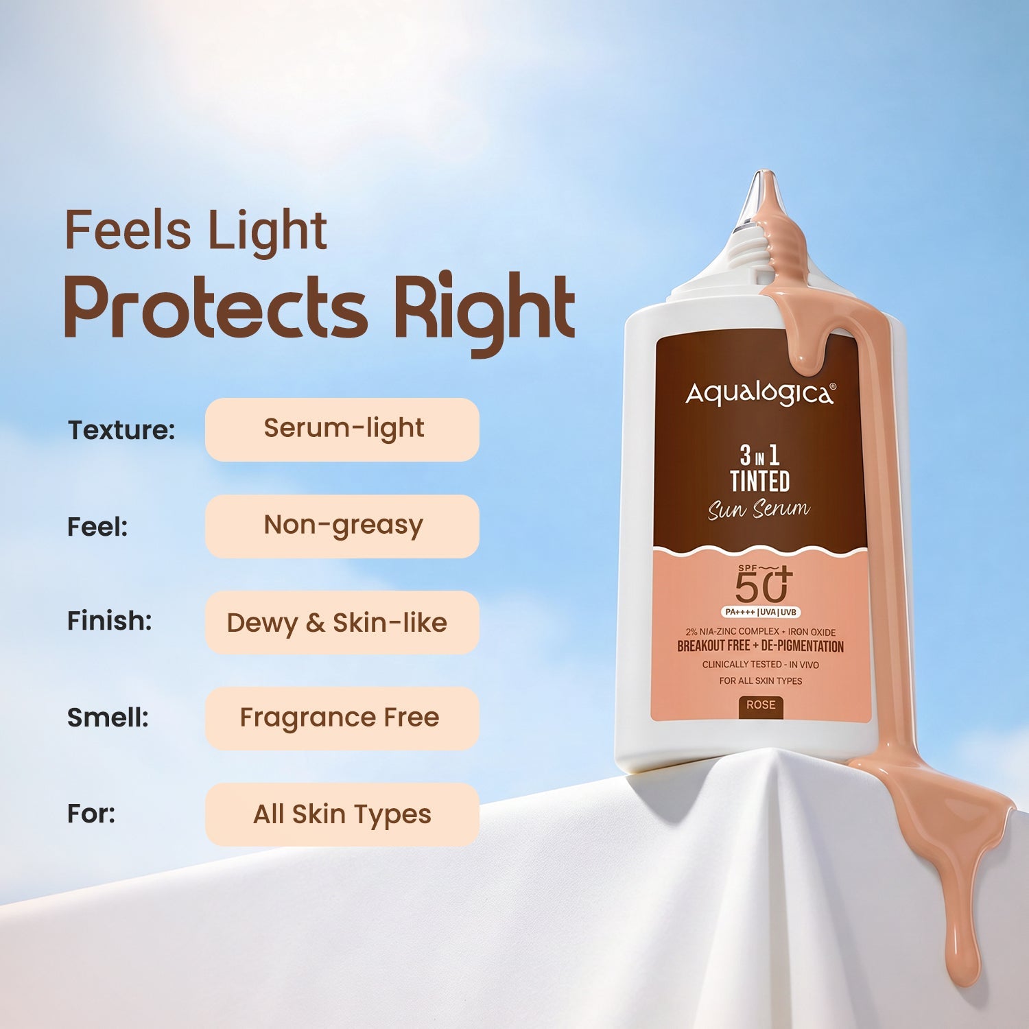 Aqualogica 3-In-1 Tinted Sun Serum - 50g
