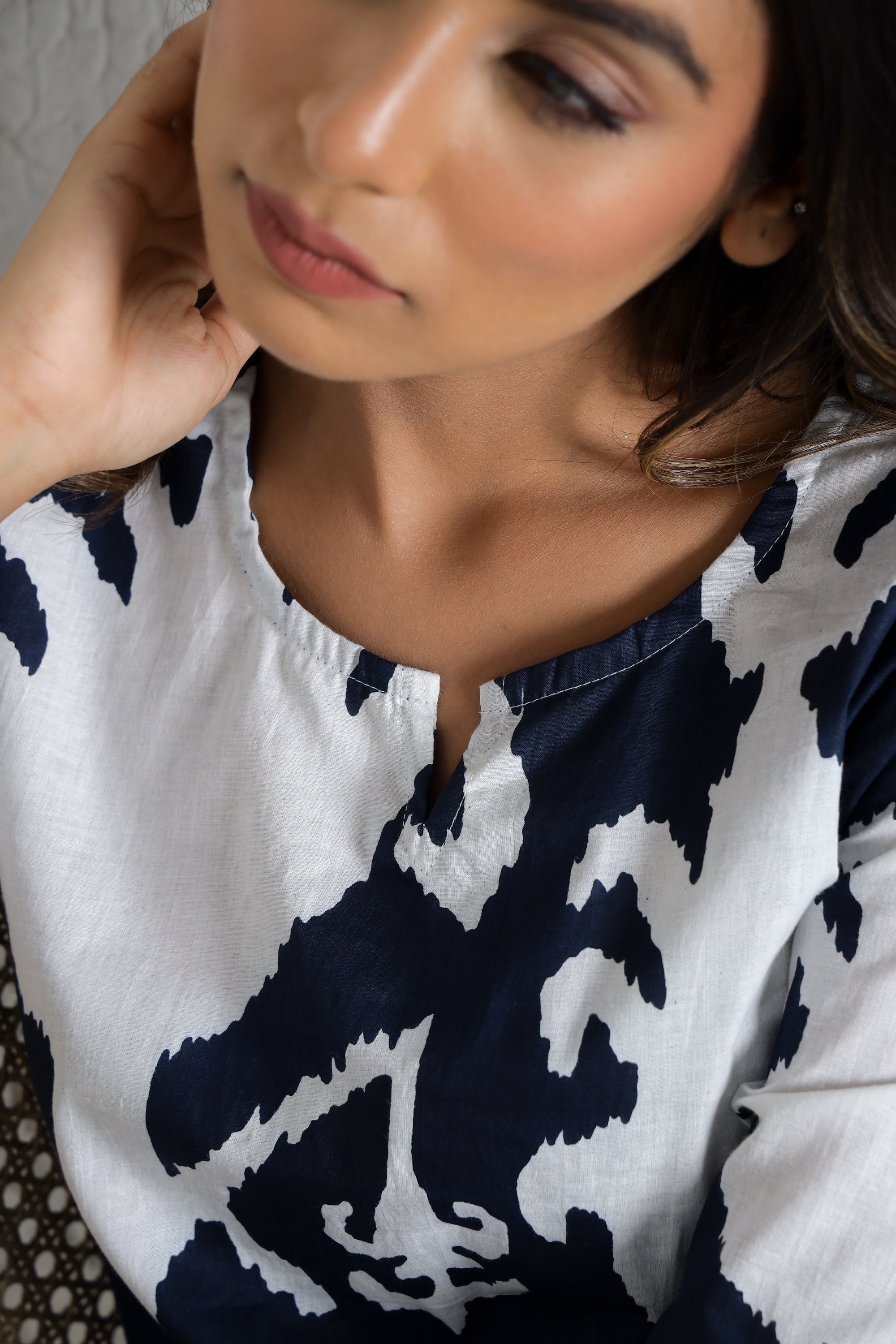 Label Flavia Trendy Blue & White Print Cotton Dream Co-Ord Set – Perfect for Any Occasion