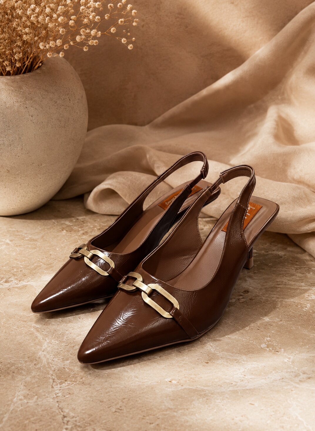 Sandal Stories Buckle Slingback Heels - 2.5 Inches