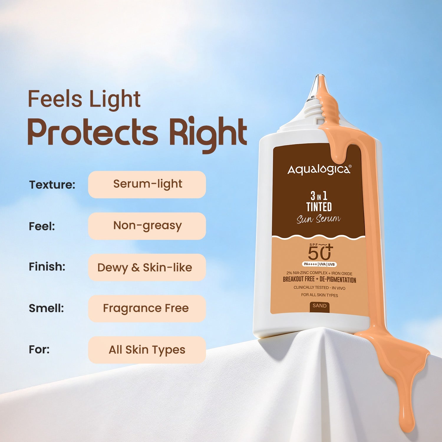 Aqualogica 3-In-1 Tinted Sun Serum - 50g