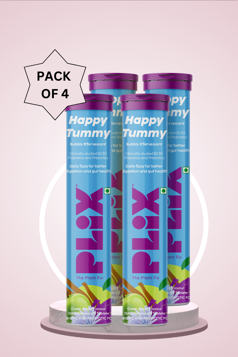 Plix Happy Tummy Pre & Probiotic Tablets (Green Apple, Pack of 4)