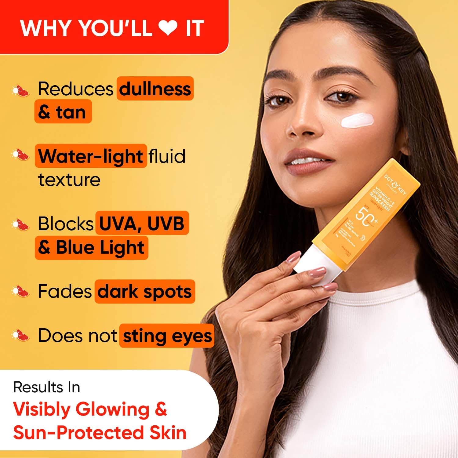 Dot & Key Vitamin C+E Super Bright Sunscreen Spf 50 Pa+++ - 50g & Dot & Key Vitamin C + E Super Bright Gel Face Wash | For Normal Skin | Skin Care Combo | For Women & Men