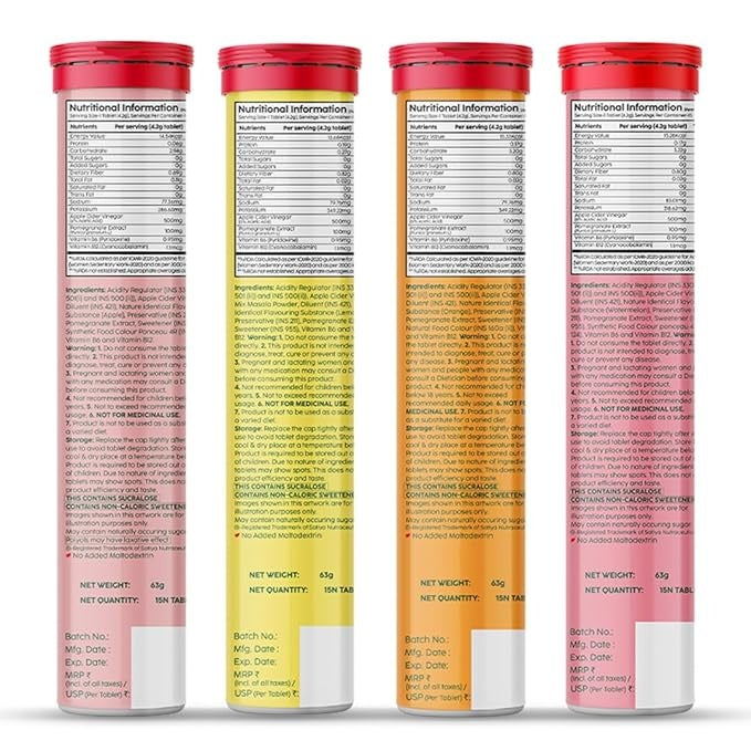 Plix ACV Effervescent Tablets (Multi Flavour, Pack of 4)