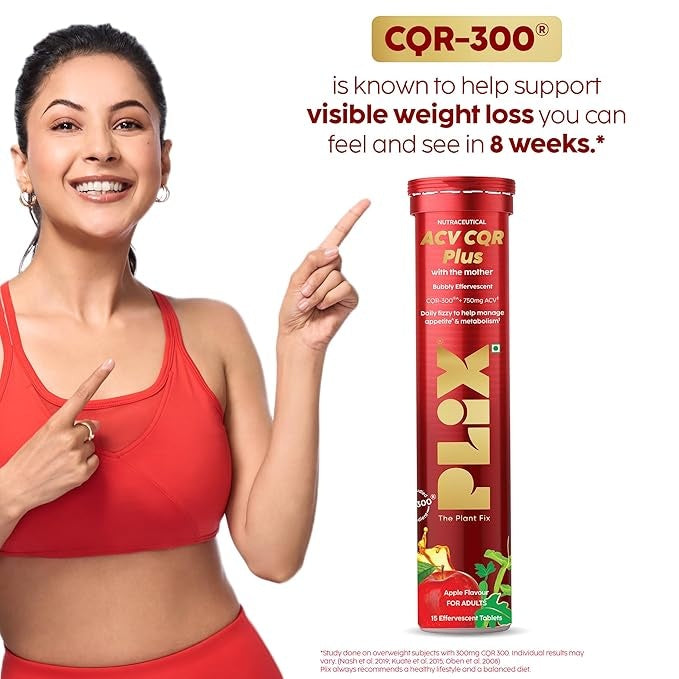 Plix ACV CQR Plus Effervescent for Fat Reduction & Weight Management - Pack of 2