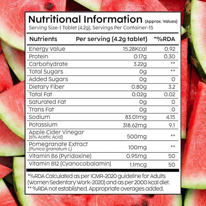 Plix ACV Effervescent Tablets - 15 (Juicy Watermelon, Pack of 4)