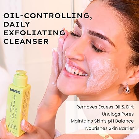 Hyphen Oil Control 2% AHA + BHA, Salicylic Acid Face Wash for Oily Skin & Acne| Daily Exfoliating Cleanser with 2% Niacinamide | Deep Cleanses & Removes Dirt | For Men & Women - 100 ml