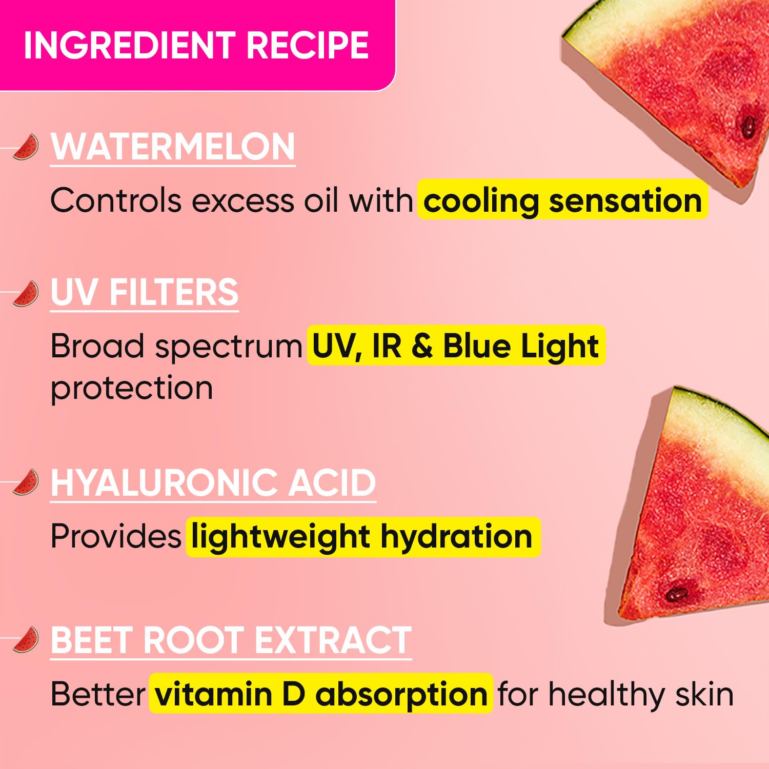 Dot & Key Watermelon Hyaluronic Cooling Sunscreen SPF 50 PA+++ Combo (Pack of 2, 50gm each) | For Oily, Normal & Combination Skin | UV + Blue Light Protection | Lightweight | No White Cast