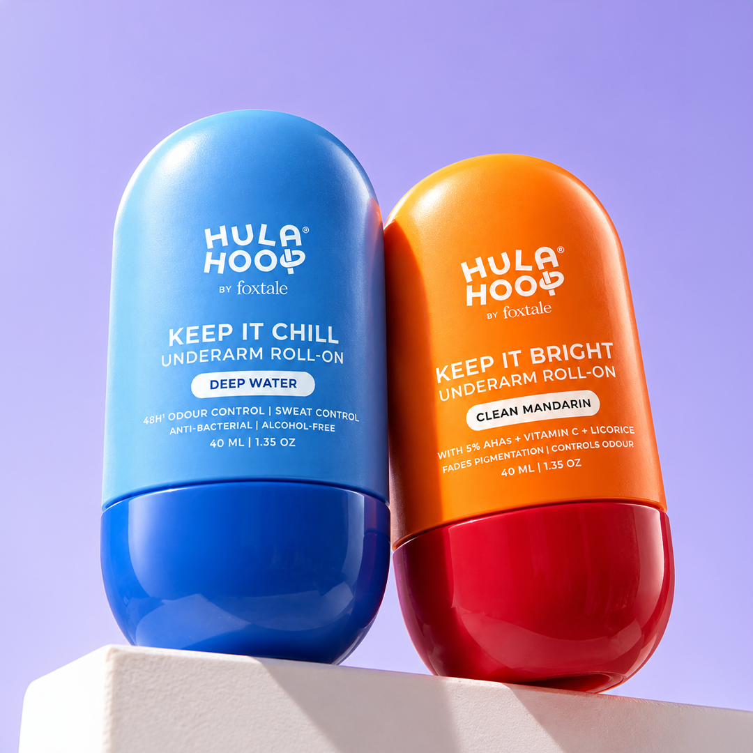Foxtale Hula Hoop Men’s Roll-On Deodorant for Sweat & Odour Control + Hula Hoop Clean Mandarin -Brightening Underarm Roll-On Deodorant (Combo)