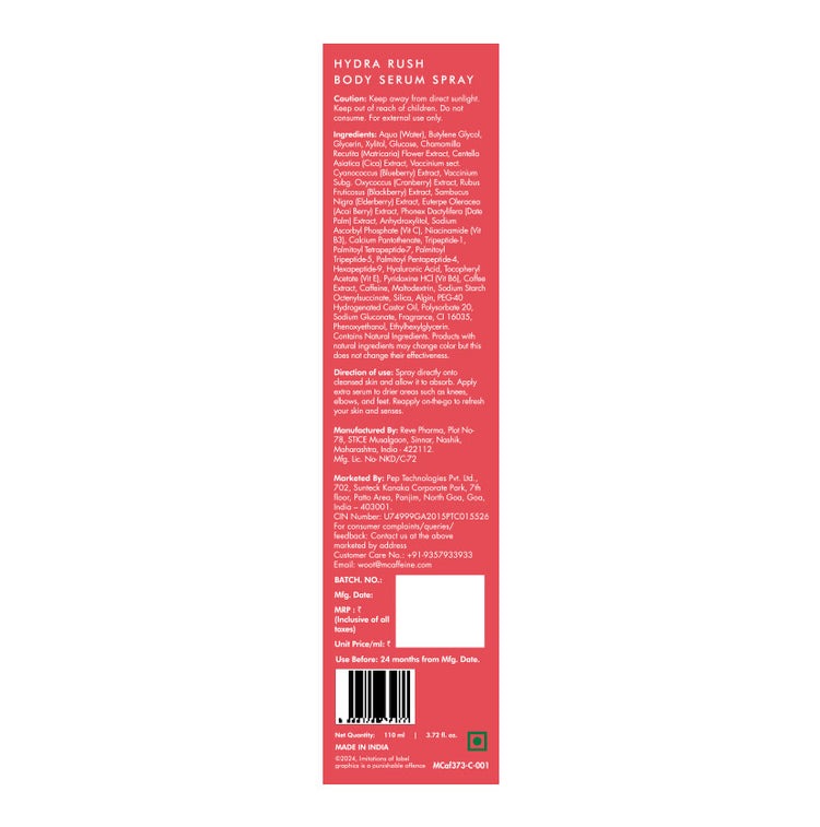 mCaffeine Hydra Rush Body Serum Spray - Crushed Berries
