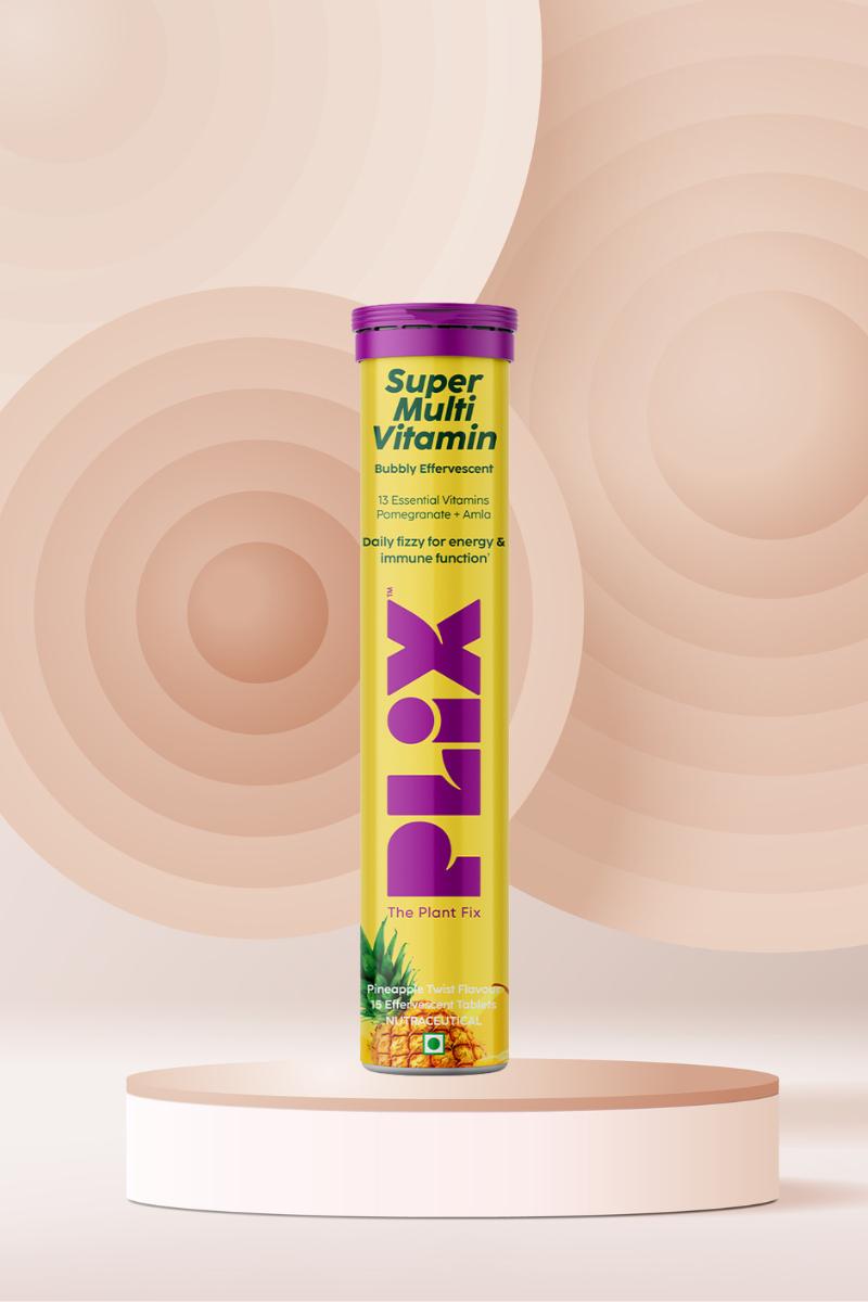Plix Multivitamin 15 Effervescent Tablets (Pineapple, Pack of 1)