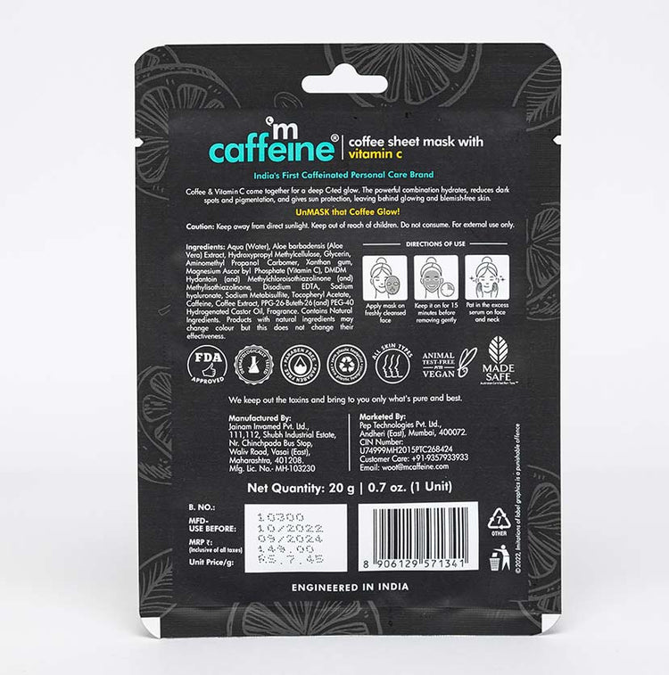 mCaffeine Vitamin C & Coffee Sheet Mask - 20g