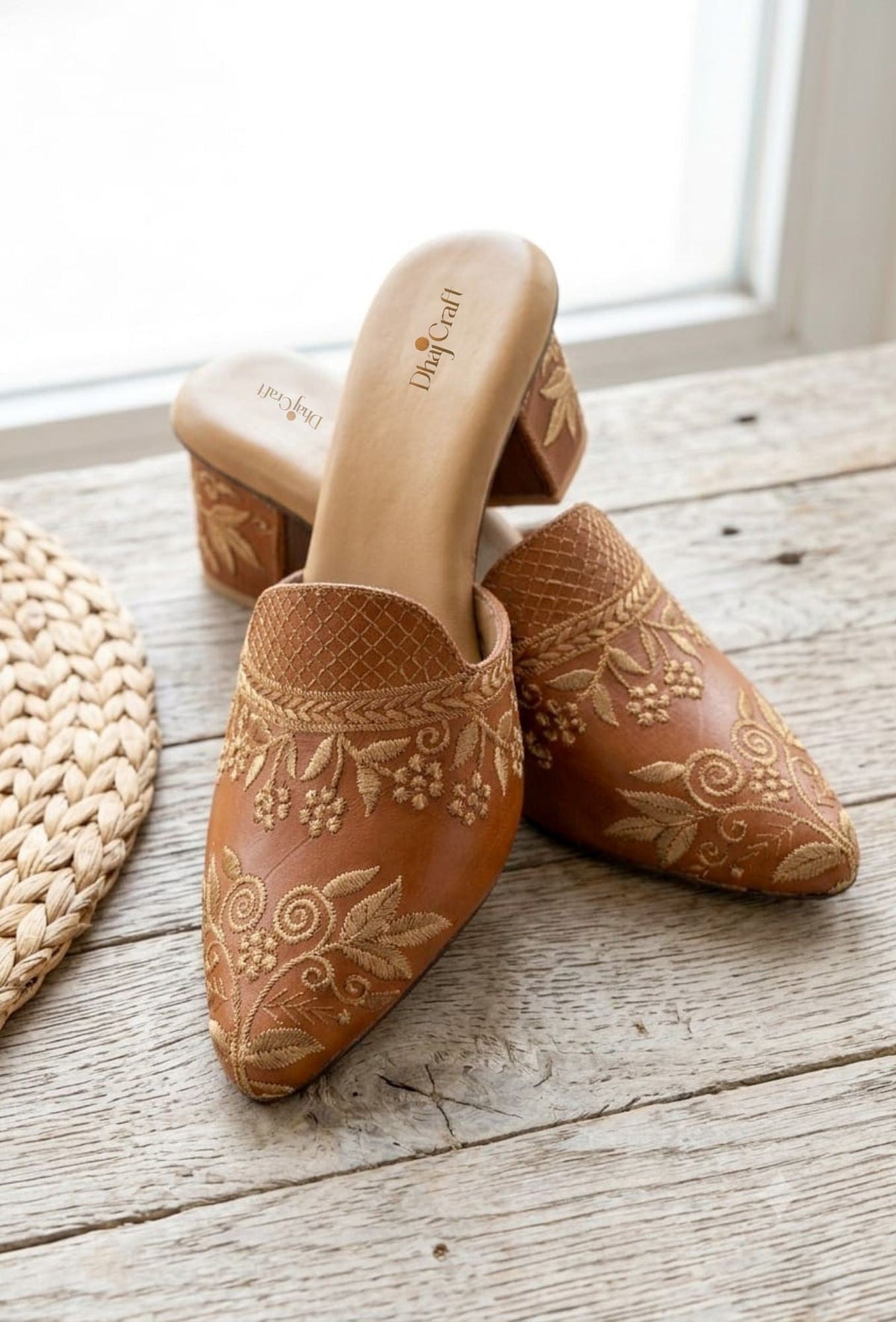 Dhajcraft Embroidered Block Heels
