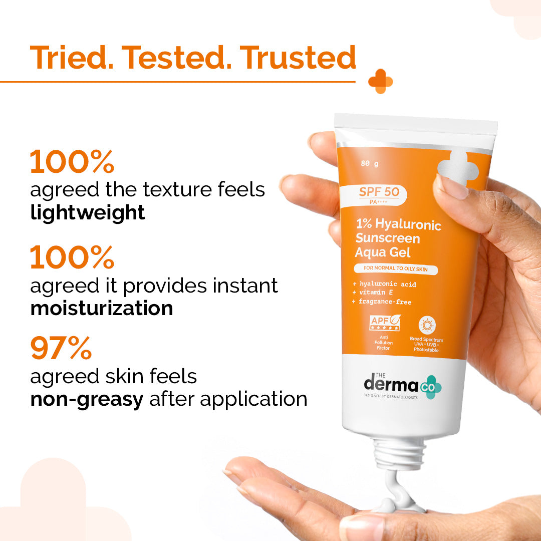 Derma Co 1% Hyaluronic Sunscreen Aqua Gel In Vivo Tested with SPF 50 & PA++++
