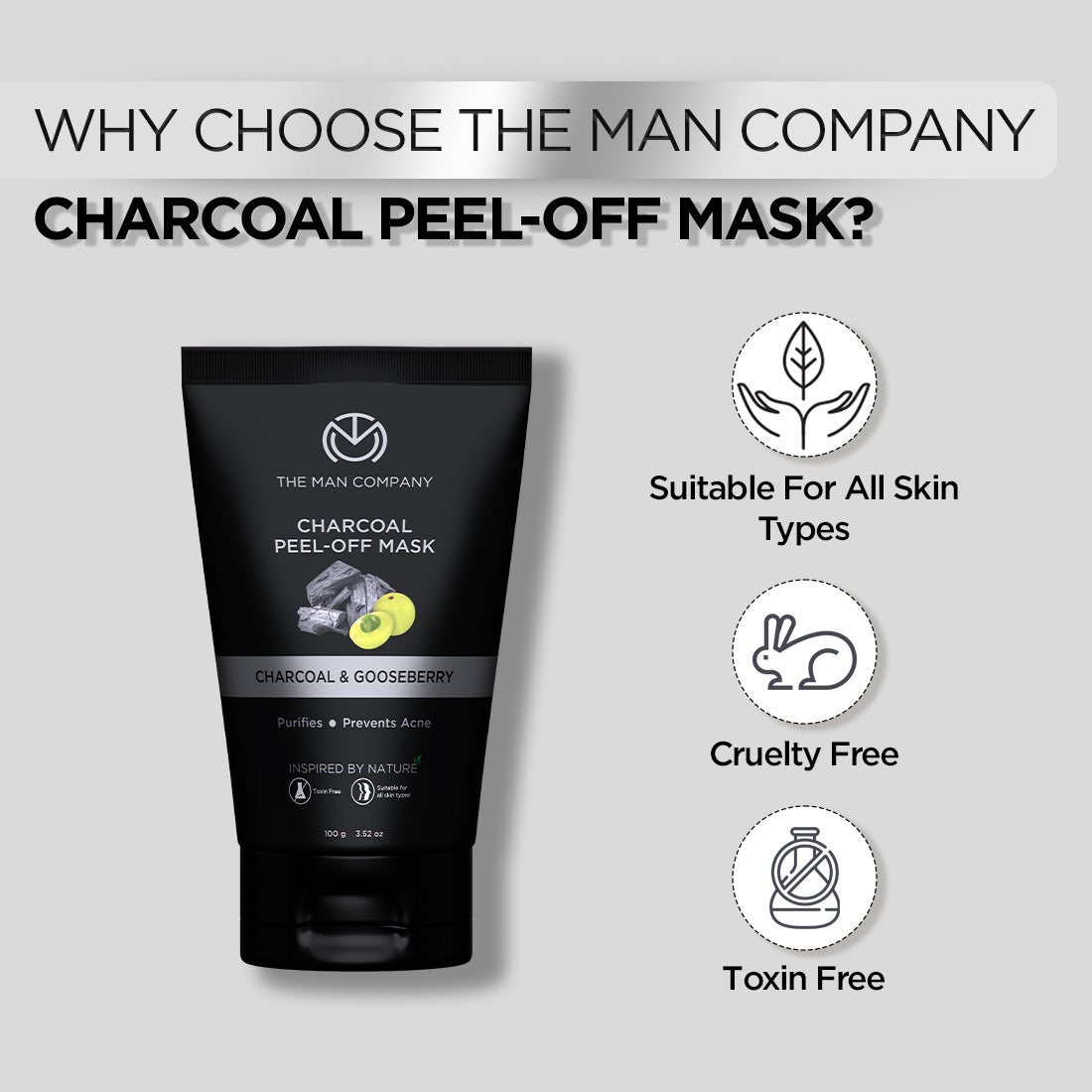The Man Company Charcoal Peel Off Mask - 100g