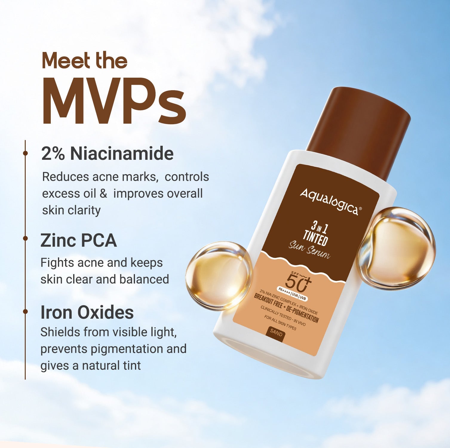 Aqualogica 3-In-1 Tinted Sun Serum - 50g