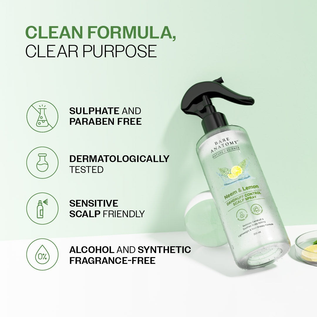 Bare Anatomy Neem & Lemon Dandruff Control Scalp Spray - 200 ml