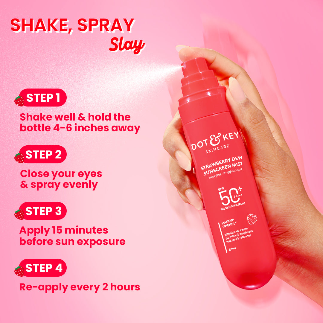 Dot & Key Strawberry Sunscreen Face Mist In-Vivo Tested SPF 50+ PA+++ - 80ml