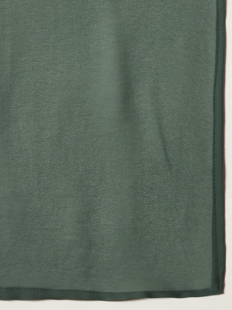 Stylum Women's Green Floral Printed & Embroidered Brocade Straight Kurti Palazzo Dupatta Set