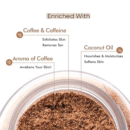 mcaffeine Exfoliating Coffee Body Scrub Powder Jar for Tan Removal&Soft-Smooth Skin|De-Tan Bathing Scrub With Coconut Oil,Removes Dirt&Dead Skin From Neck,Knees,Elbows&Arms| All Skin Types-100Gm