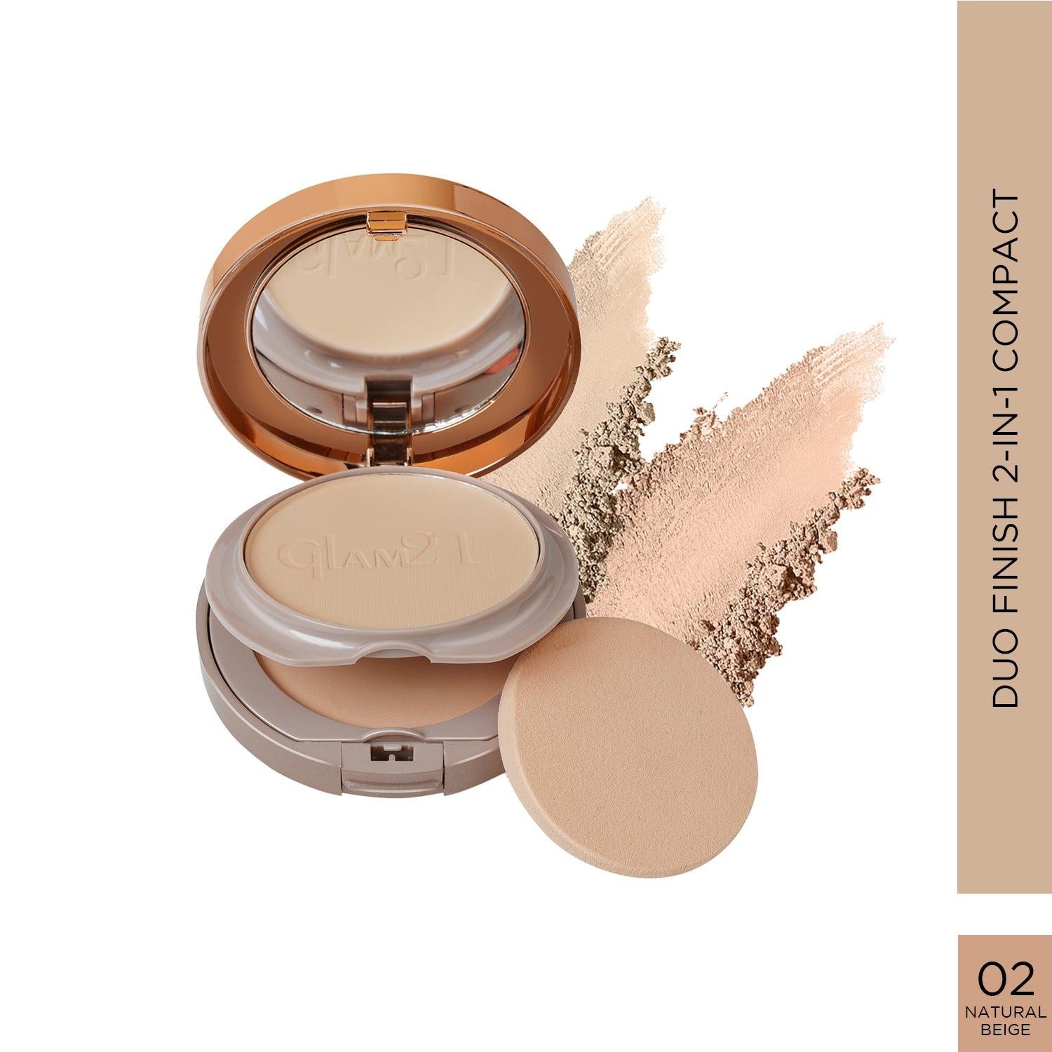 Glam21 Duo Finish Bright Skin Powder - Natural Beige