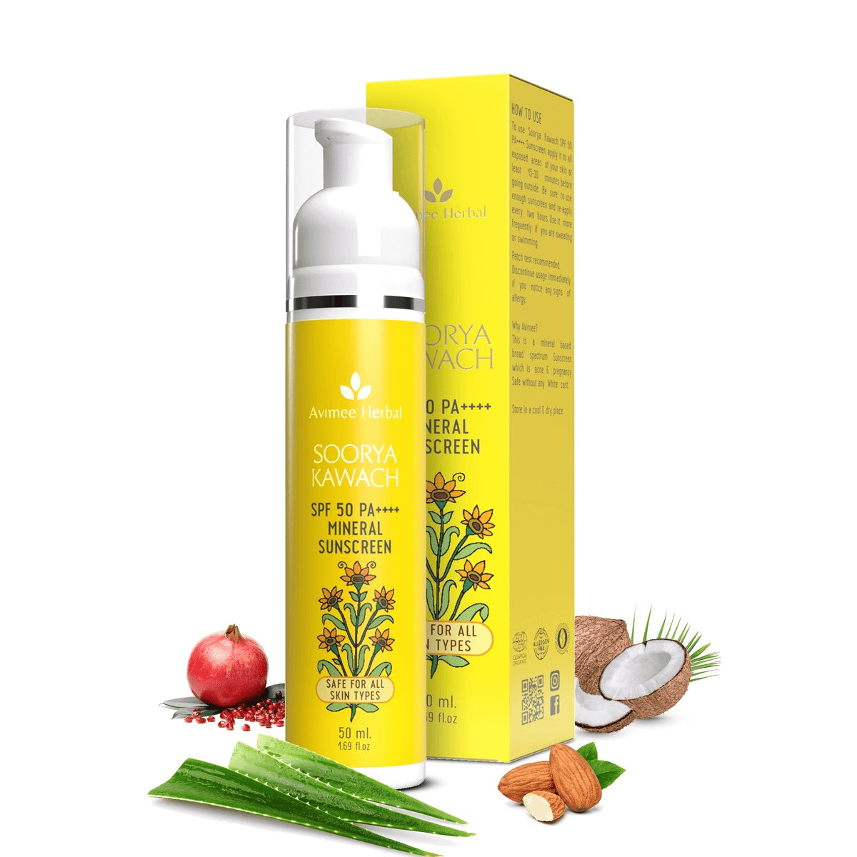 Avimee Herbal Soorya Kawach SPF50 PA++++ Mineral Sunscreen - 50ml