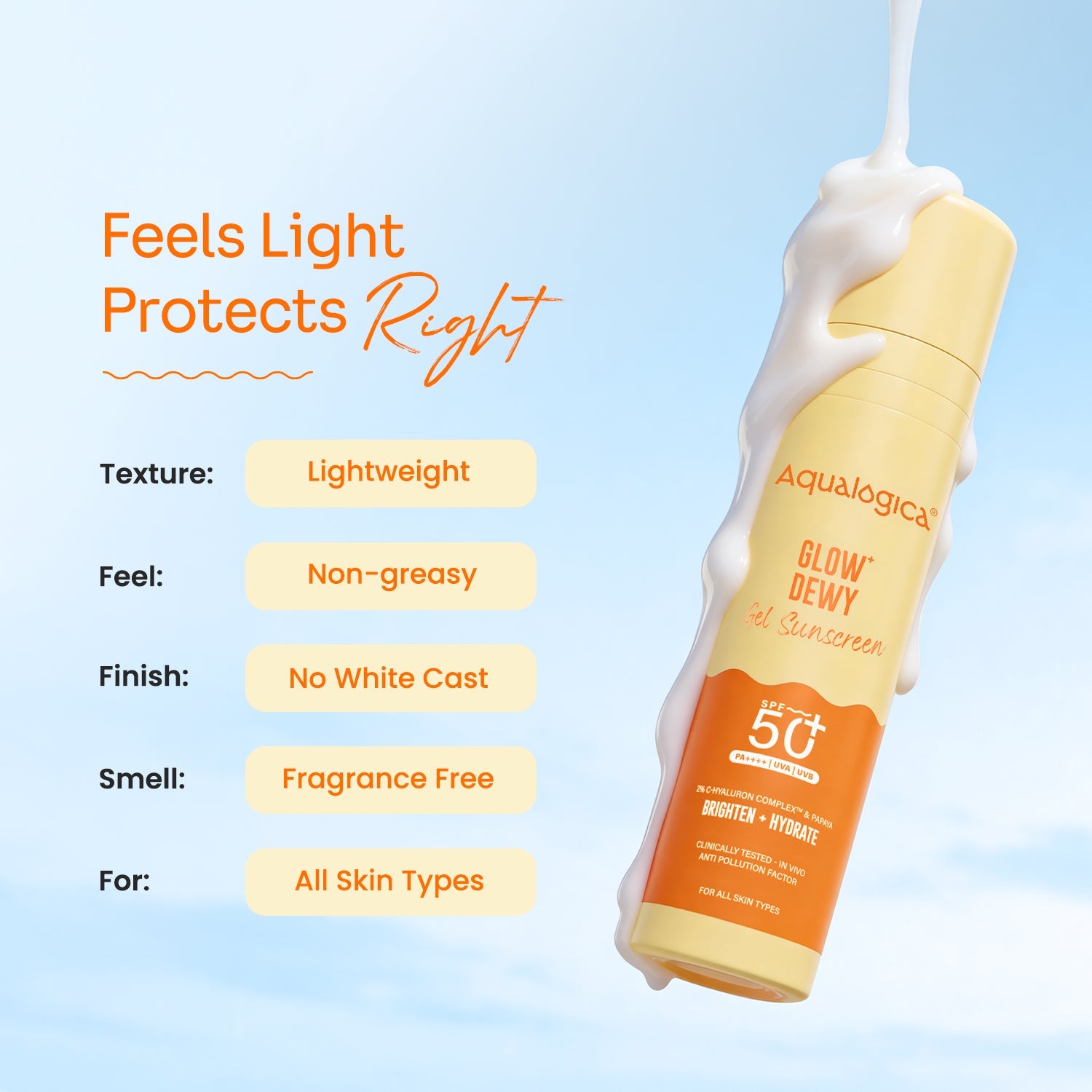 Aqualogica Glow+ Dewy Gel Sunscreen In-Vivo Tested Spf 50+ Pa++++