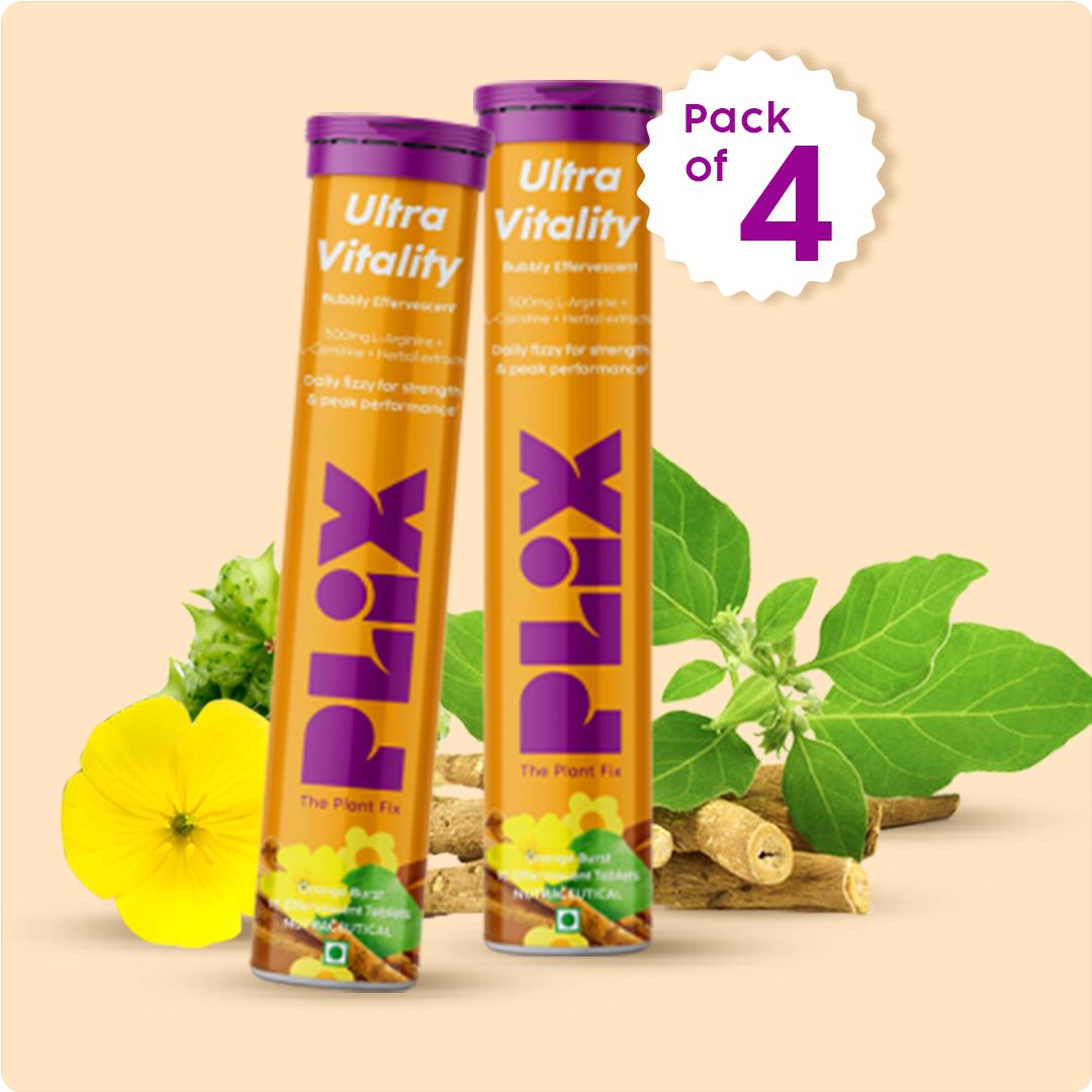 Plix Ultra Vitality Effervescent Tablets (Orange Bust, Pack of 4)