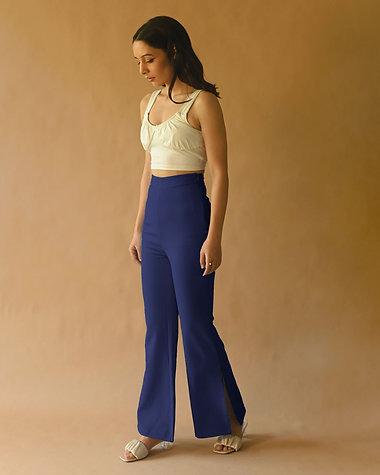 Studio OJS Fit & Slit Navy Blue Pants