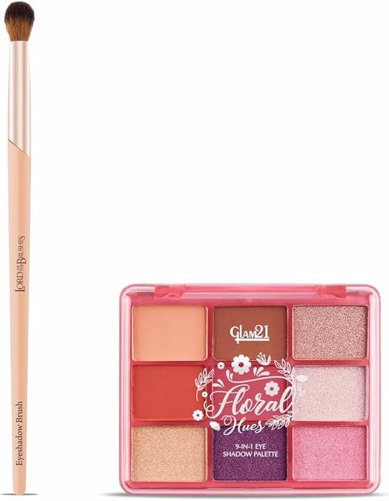 Glam21 Floral Hues 9-in-1 Eyeshadow Palette + Brush Set (Lotus)