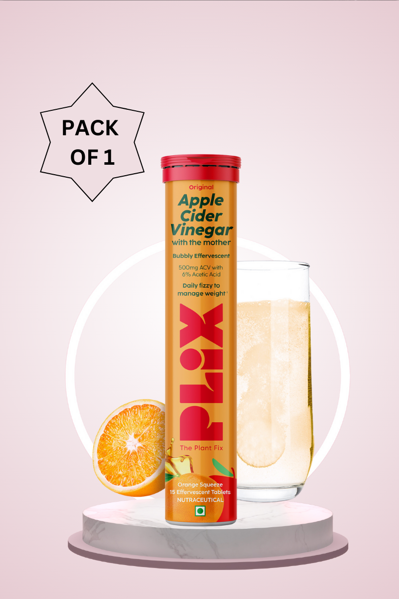 Plix ACV Effervescent Tablets - 15 (Orange Squeeze, Pack of 1)