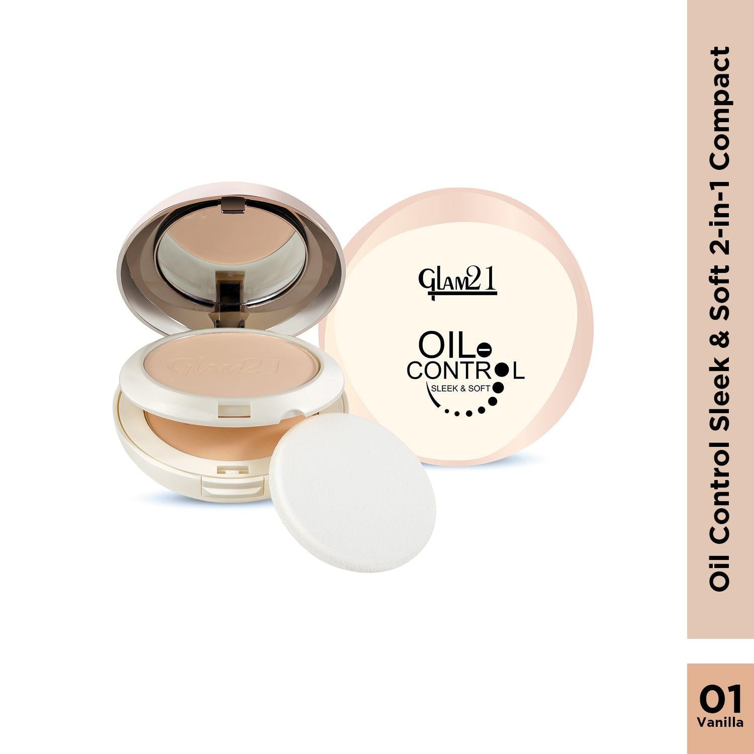Glam21 Oil Control Sleek & Soft 2-in-1 Compact Powder - Vanilla