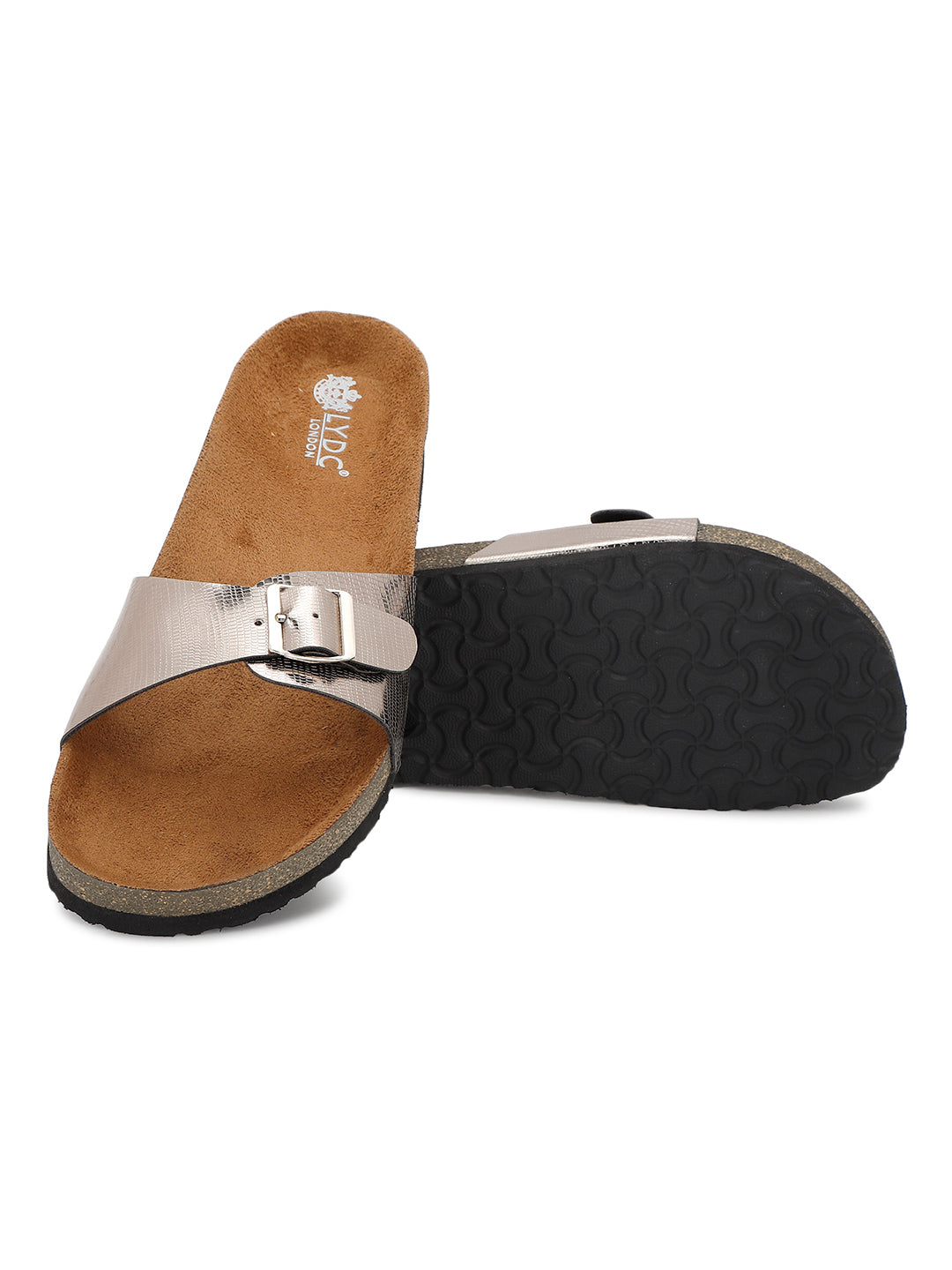 LYDC London - Gunmetal L Grain Sandals for Women - Camden - Gunmetal