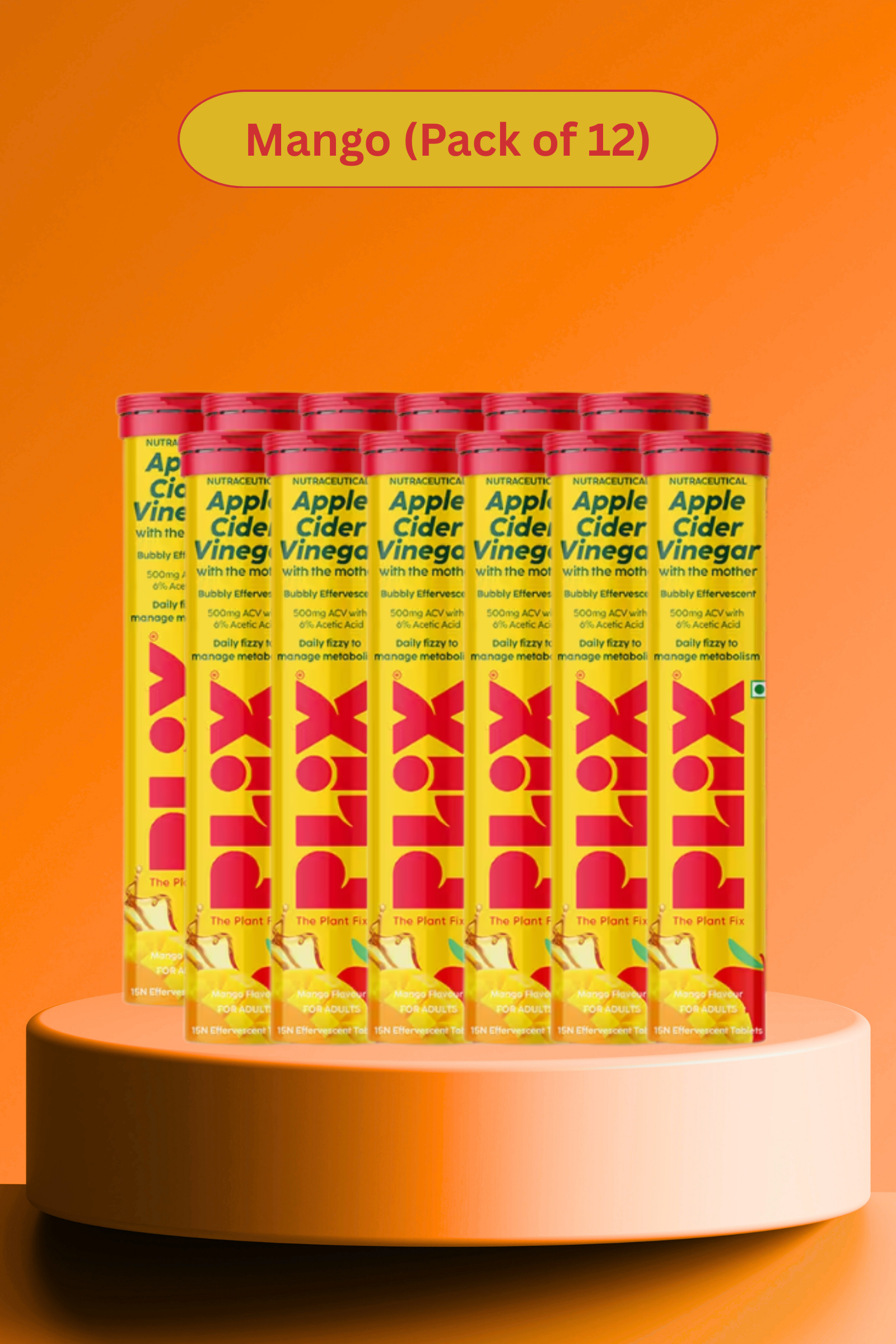 Plix ACV Effervescent Tablets (Mango, Pack of 12)