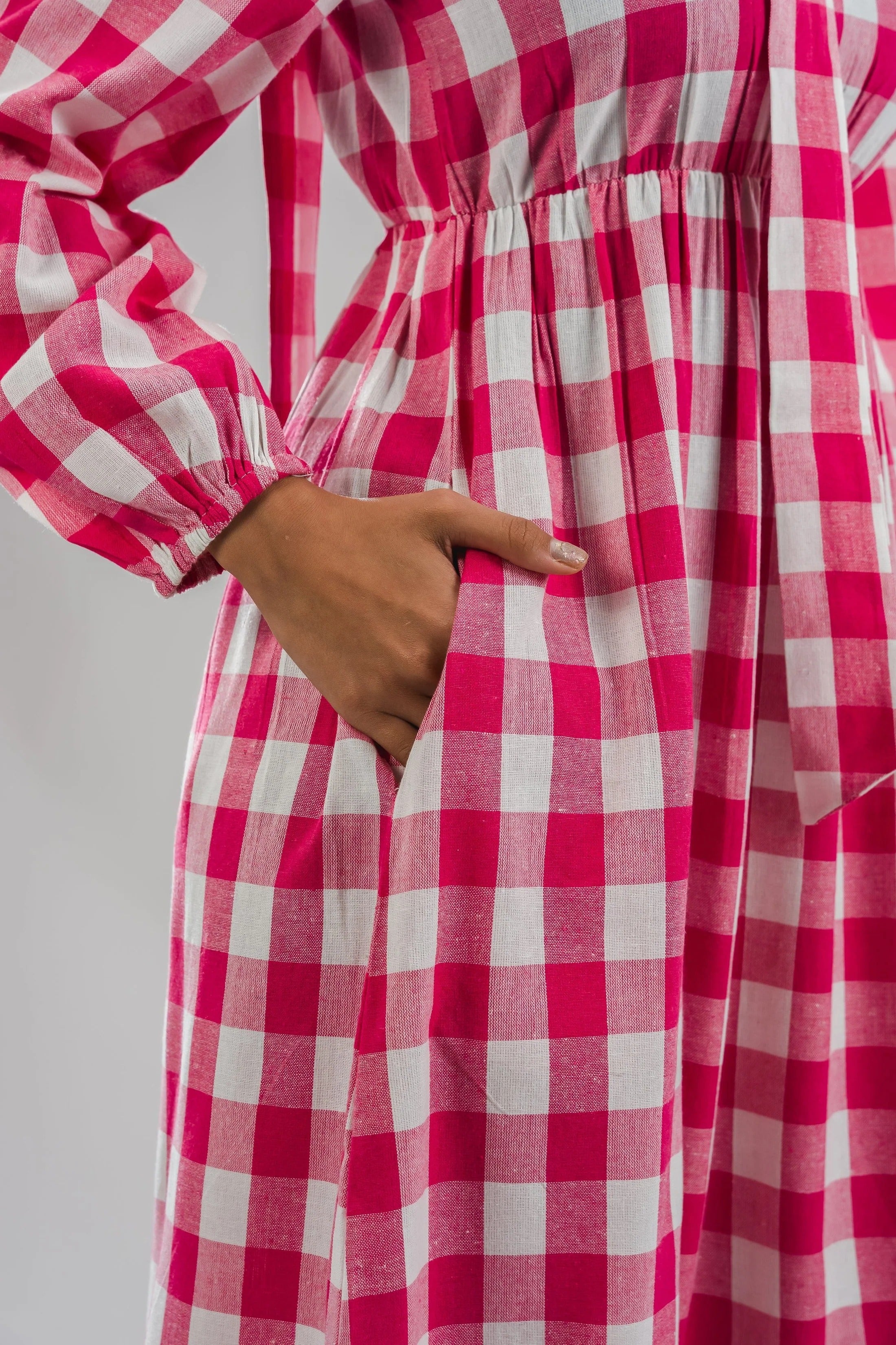 Sugnaa Gingham Full Dress - Pink