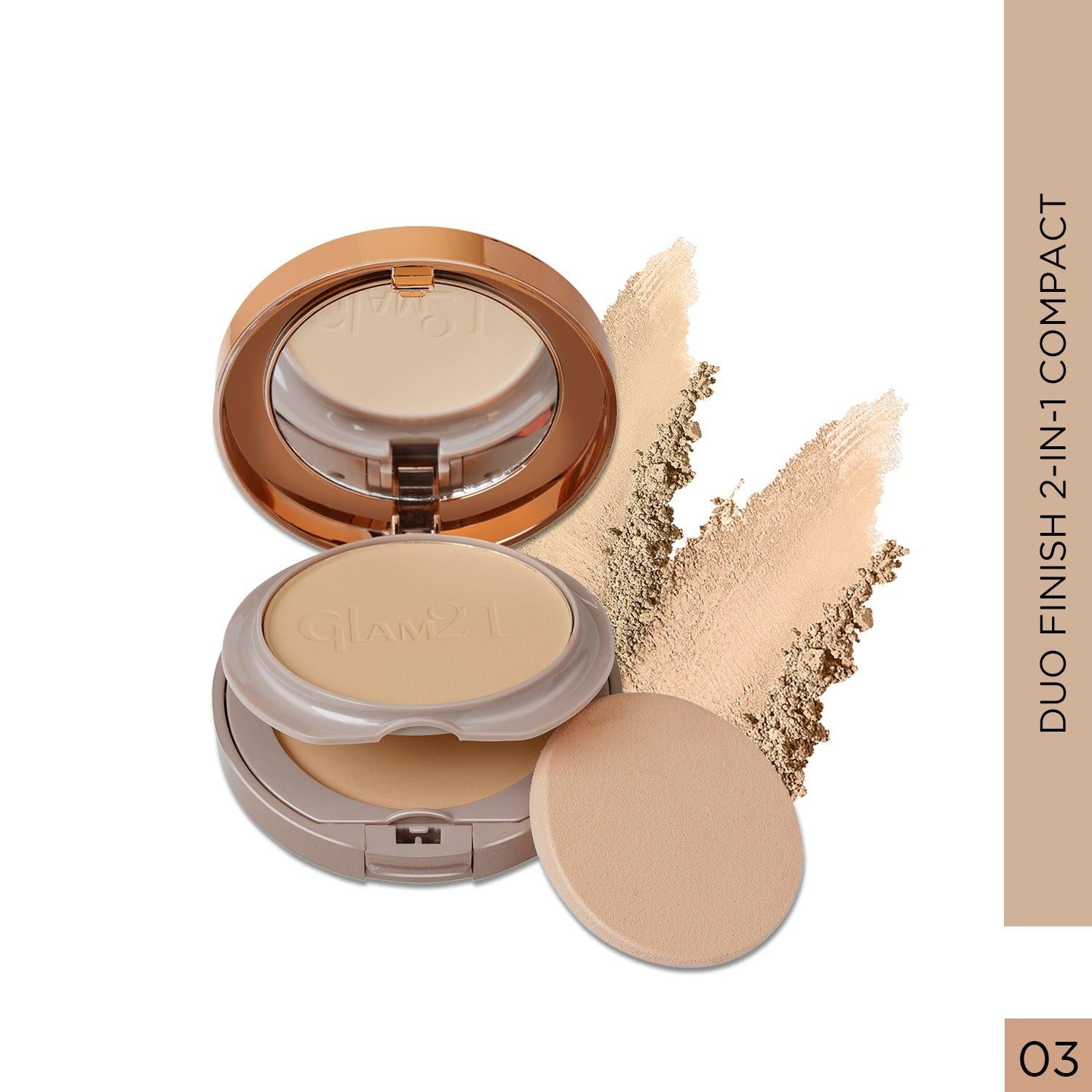 Glam21 Duo Finish Bright Skin Powder - Honey