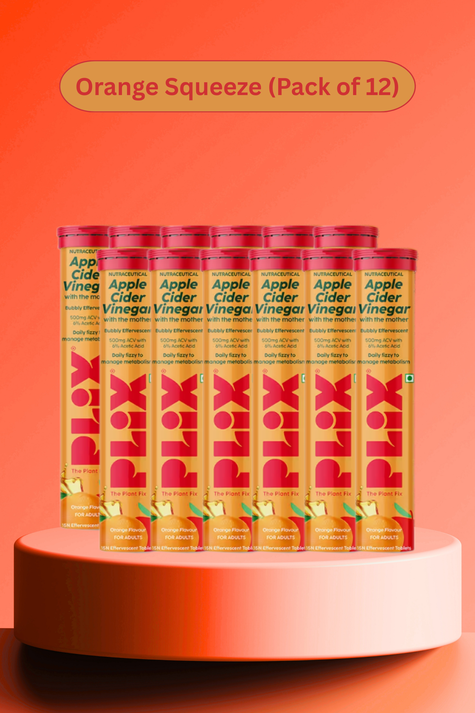 Plix ACV Effervescent Tablets (Orange Squeeze, Pack of 12)
