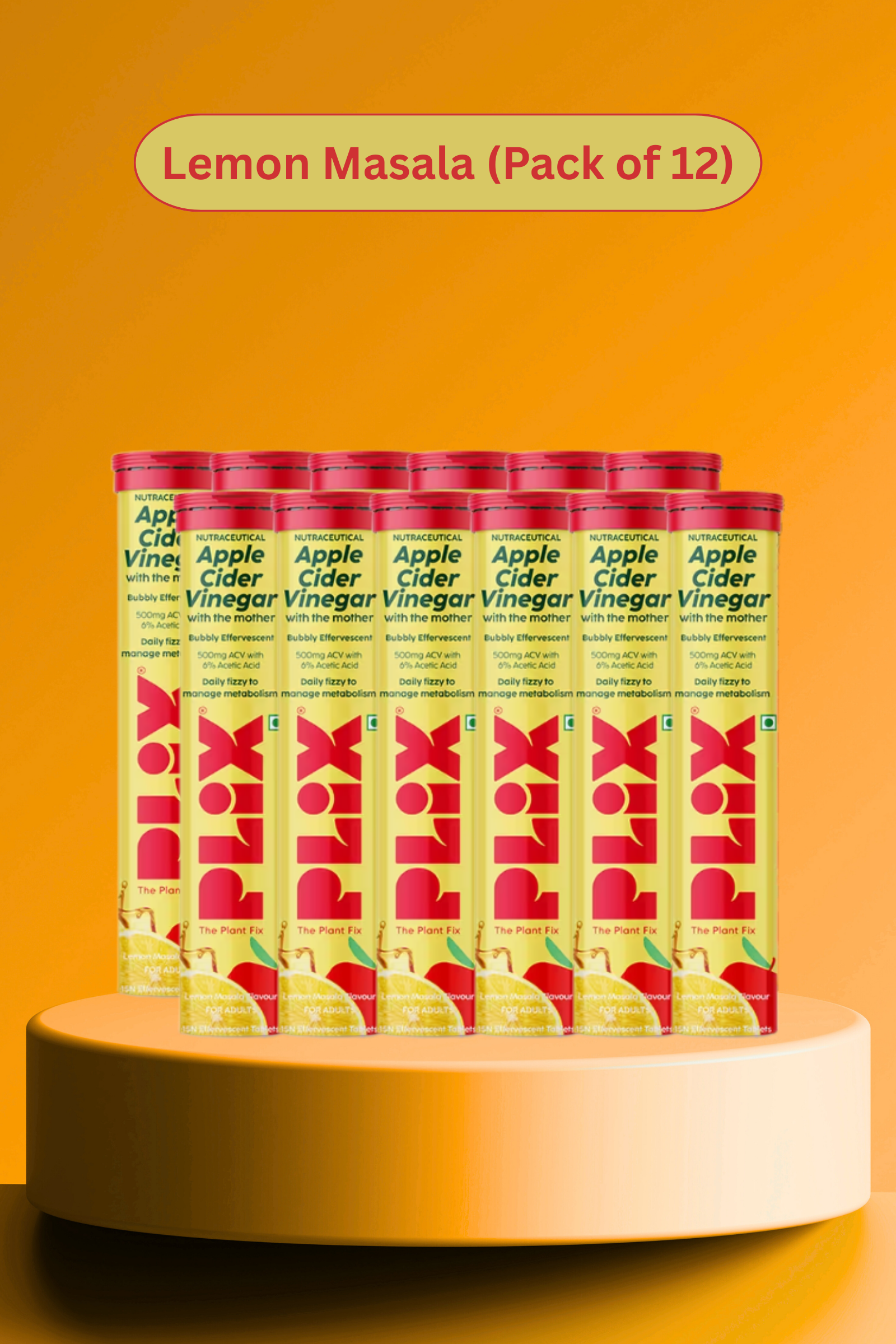 Plix ACV Effervescent Tablets (Lemon Masala, Pack of 12)