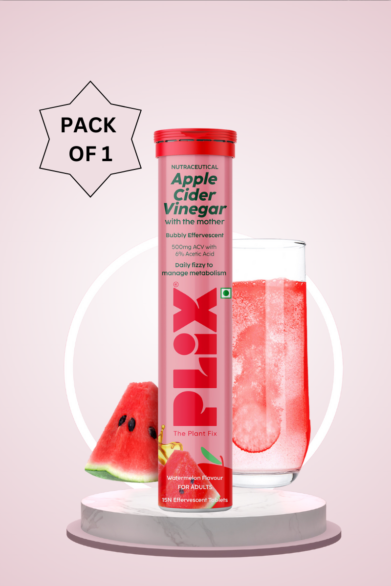 Plix ACV Effervescent Tablets - 15 (Juicy Watermelon, Pack of 1)