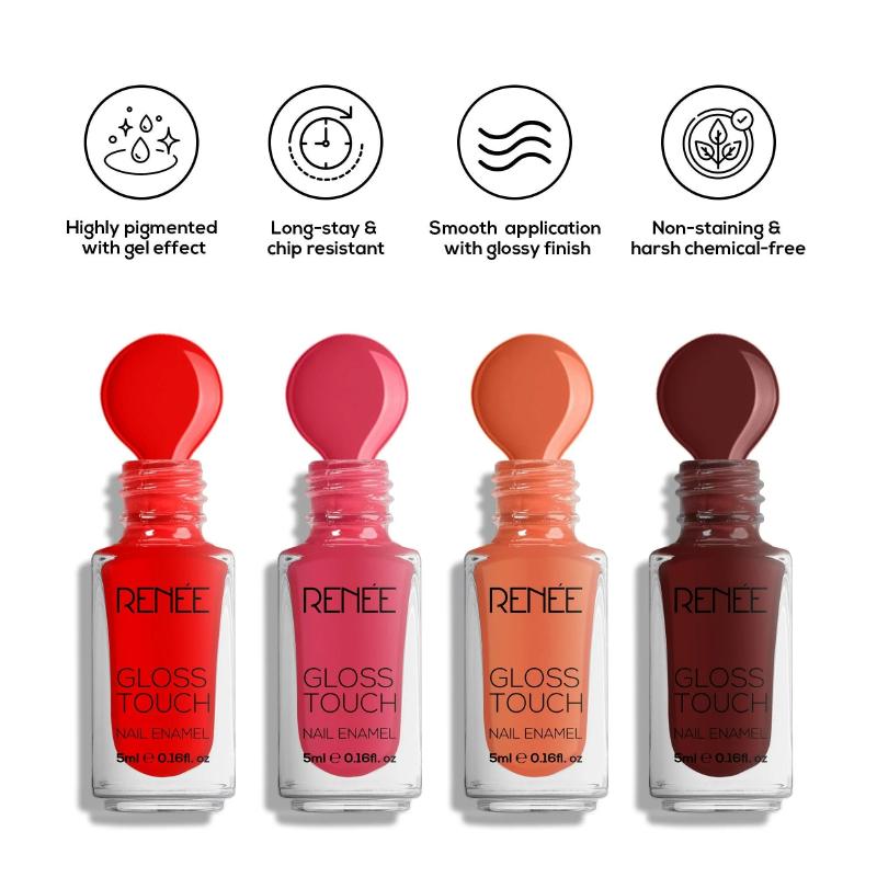 Renee Gloss Touch N03 Red Parade - Set of 4 Nail Enamels