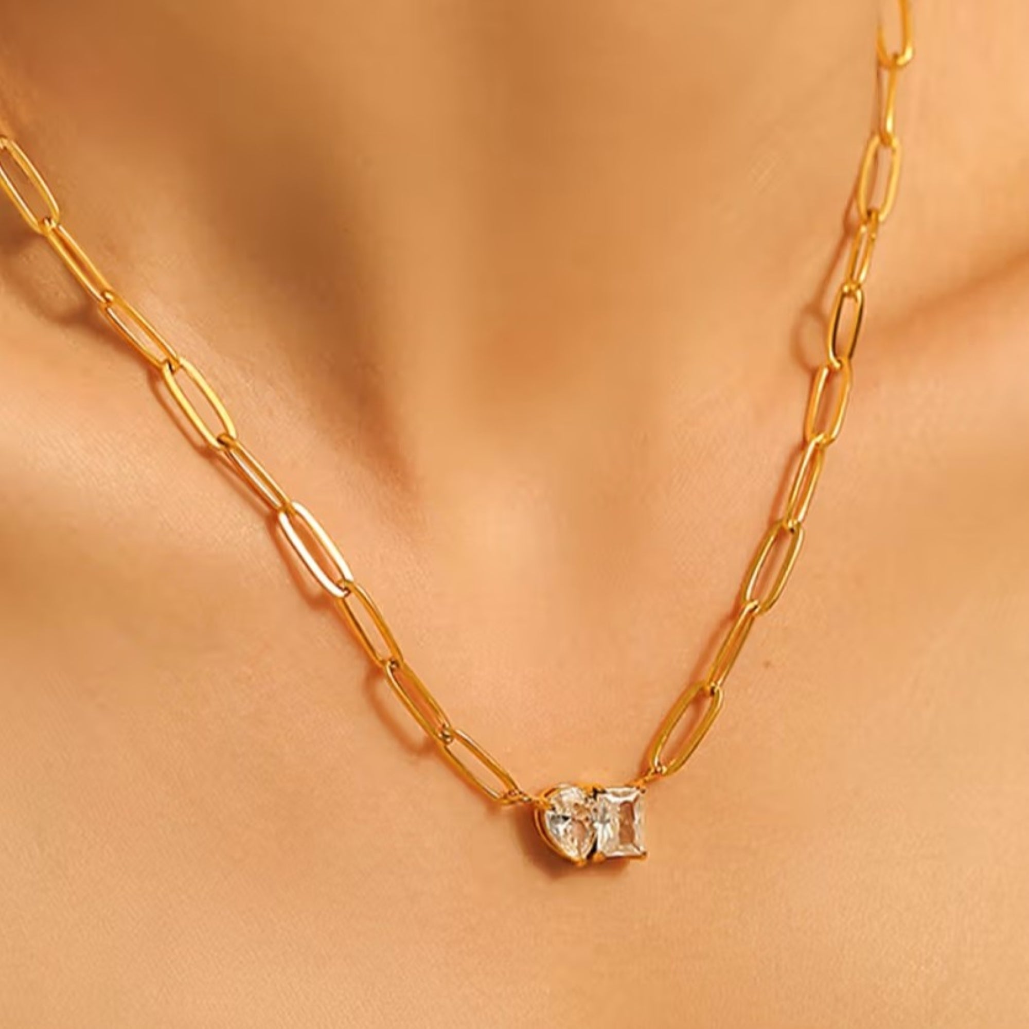 Salty Twin Spark Paperclip Necklace