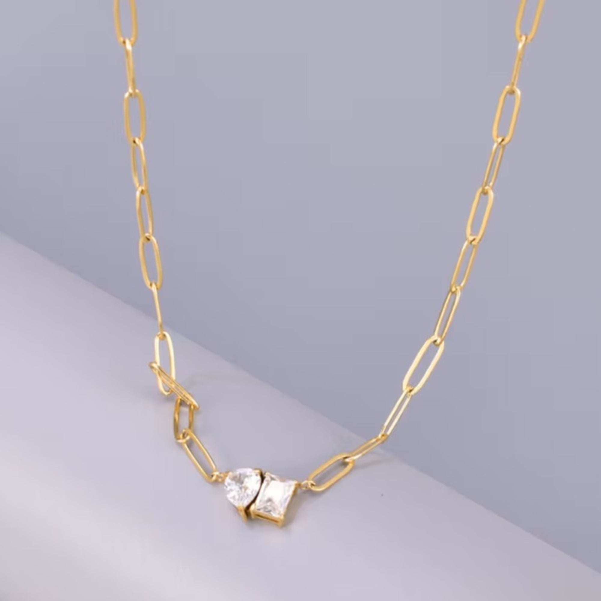 Salty Twin Spark Paperclip Necklace