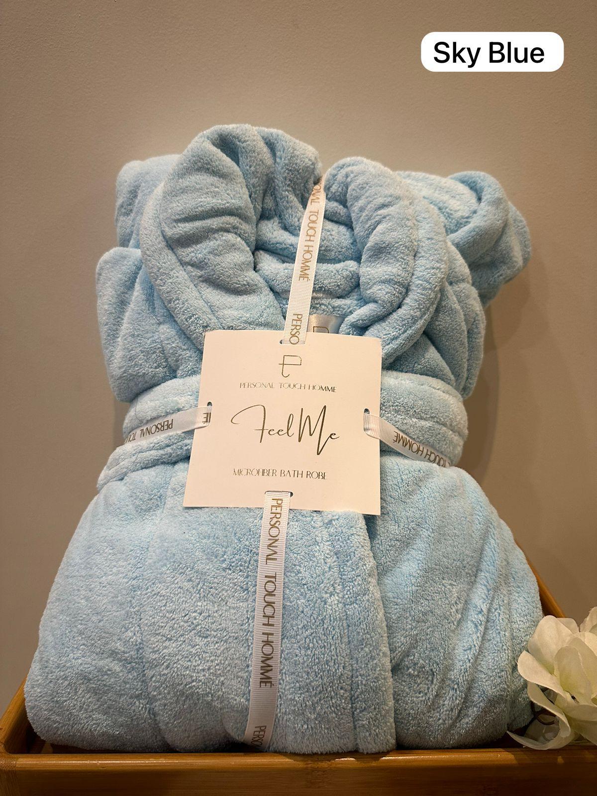 Personal Touch Feel Me Microfiber Bath Robes - Sky Blue